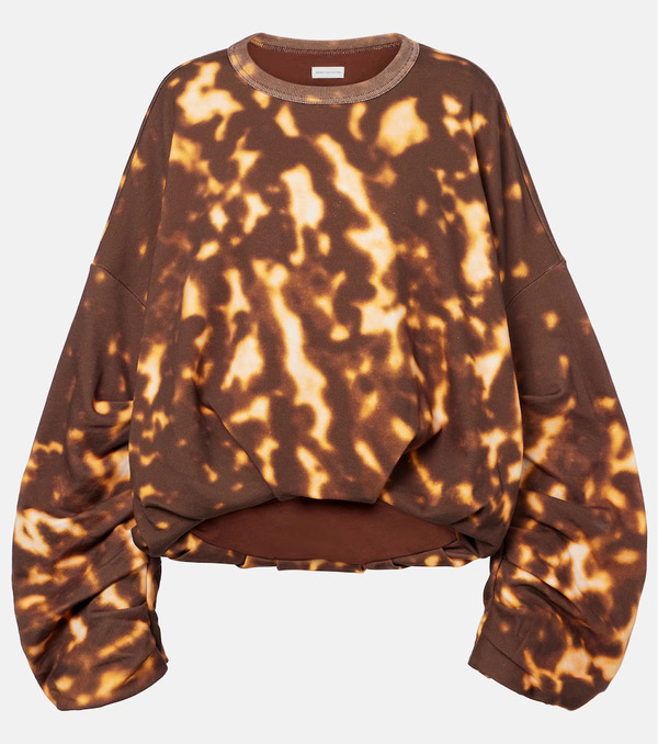  Dries Van Noten Dries Van Noten Printed Gathered Cotton Sweatshirt 