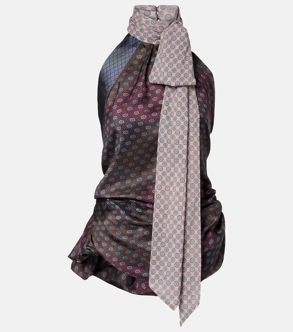  Dries Van Noten Dries Van Noten Printed Halterneck Silk Top 