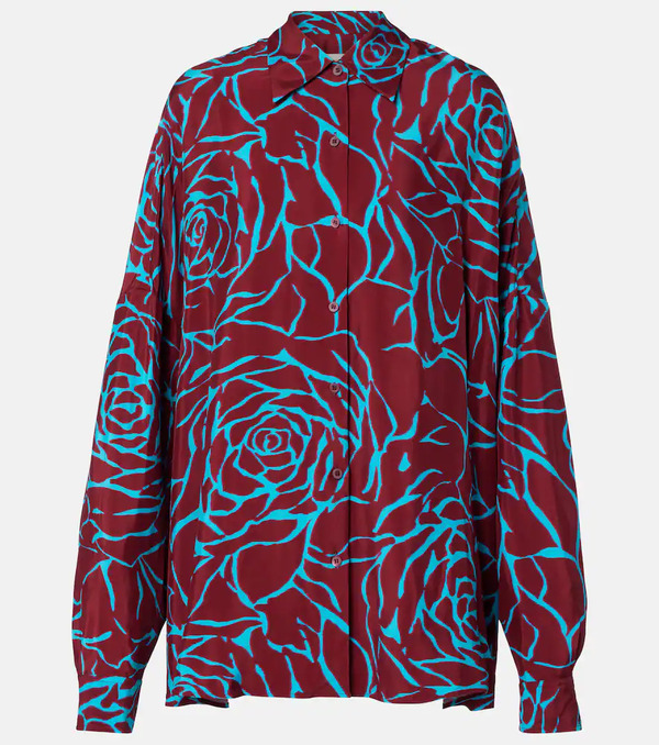  Dries Van Noten Dries Van Noten Printed Oversized Satin Shirt 