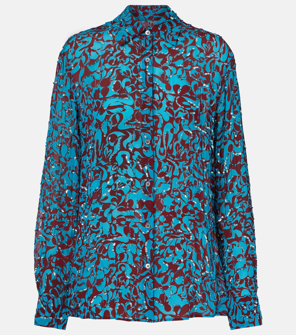  Dries Van Noten Dries Van Noten Printed Sequined Shirt 