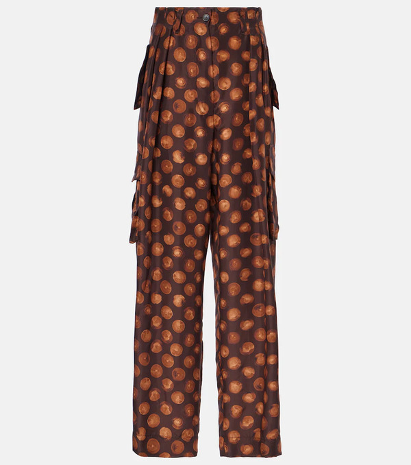  Dries Van Noten Dries Van Noten Printed Silk Cargo Pants 