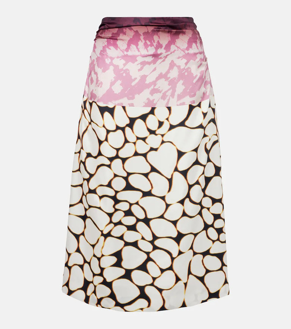  Dries Van Noten Dries Van Noten Printed Silk Midi Skirt 