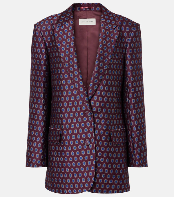  Dries Van Noten Dries Van Noten Printed Wool, Cotton, And Linen-blend Blazer 