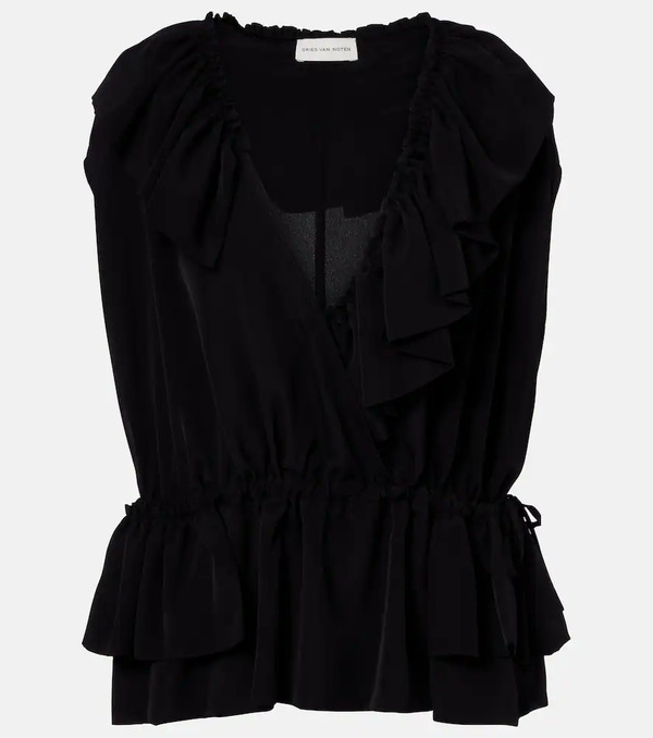  Dries Van Noten Dries Van Noten Ruffled Jersey Top 