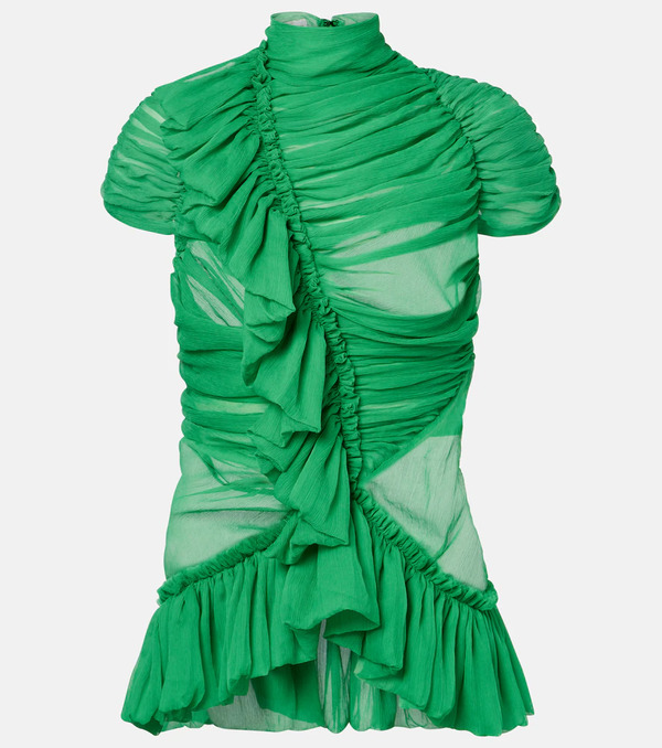  Dries Van Noten Dries Van Noten Ruffled Silk Top 