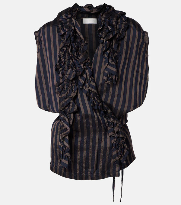  Dries Van Noten Dries Van Noten Ruffled Striped Top 