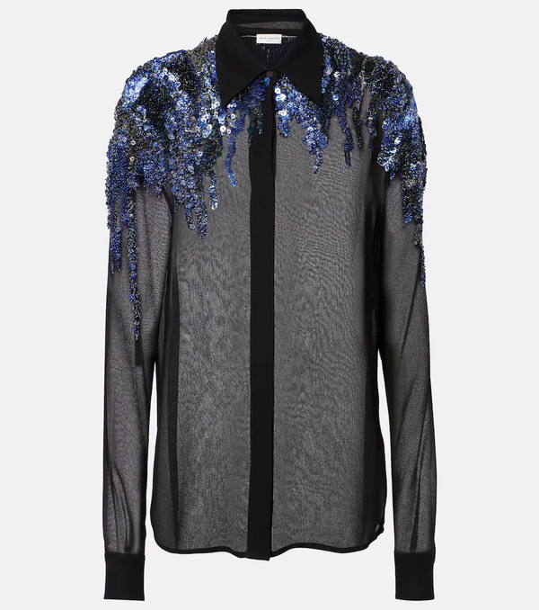  Dries Van Noten Dries Van Noten Sequined Chiffon Blouse 