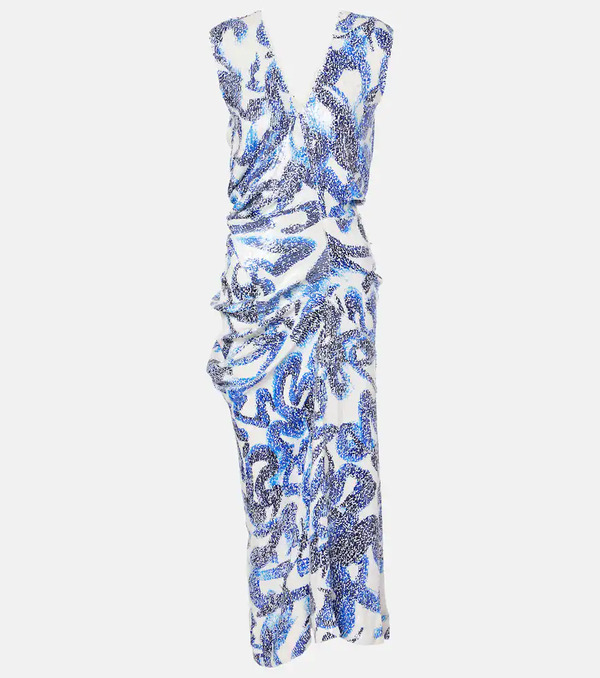  Dries Van Noten Dries Van Noten Sequined Draped Midi Dress 