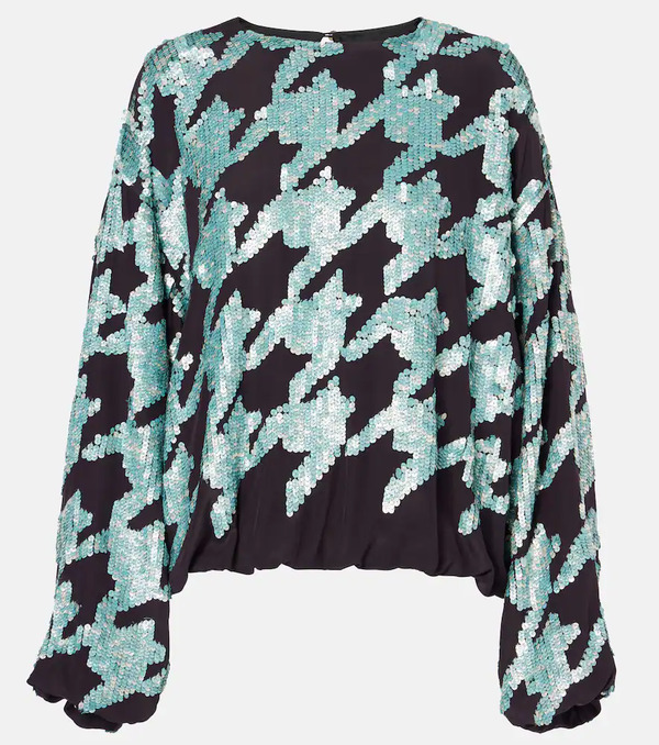  Dries Van Noten Dries Van Noten Sequined Houndstooth Silk Sweatshirt 