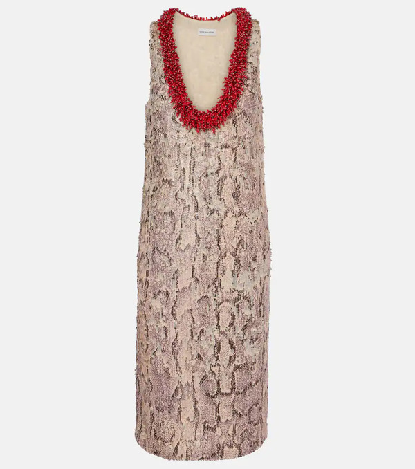  Dries Van Noten Dries Van Noten Sequined Printed Midi Dress 