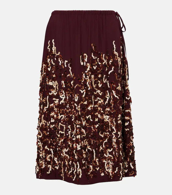  Dries Van Noten Dries Van Noten Sequined Silk Midi Skirt 