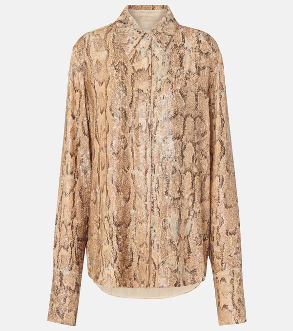  Dries Van Noten Dries Van Noten Sequined Snake-effect Shirt 