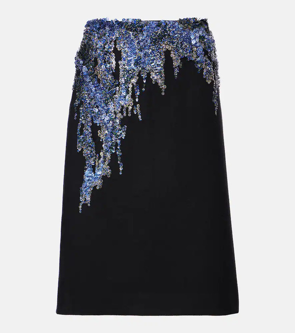  Dries Van Noten Dries Van Noten Sequined Wool-blend Midi Skirt 