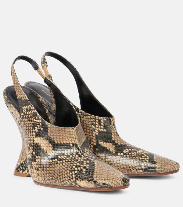  Dries Van Noten Dries Van Noten Snake-effect Leather Wedges 