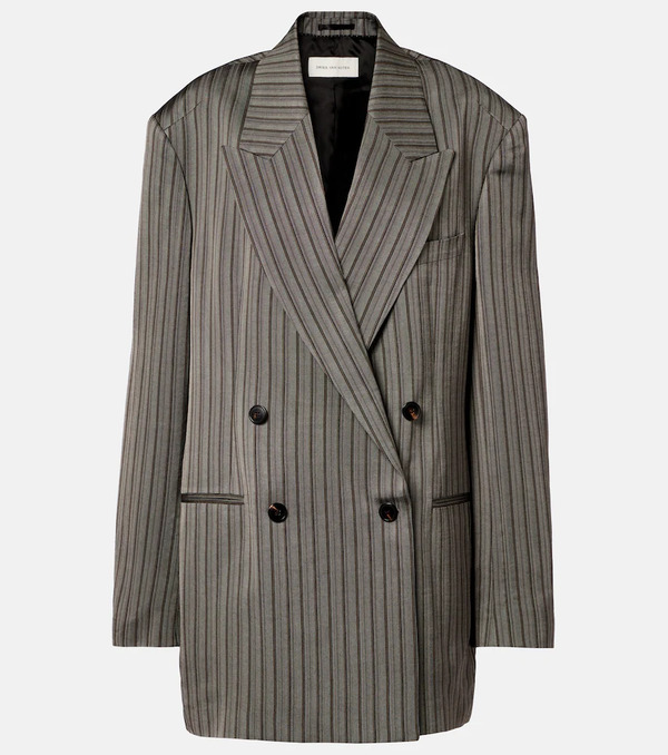  Dries Van Noten Dries Van Noten Striped Double-breasted Oversized Blazer 