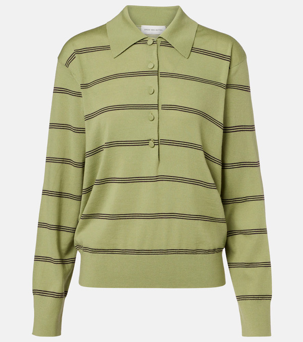  Dries Van Noten Dries Van Noten Striped Wool Polo Sweater 