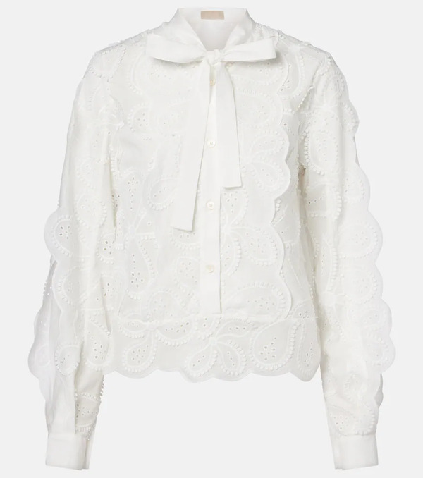  Elie Saab Elie Saab Embroidered Tie-neck Blouse 