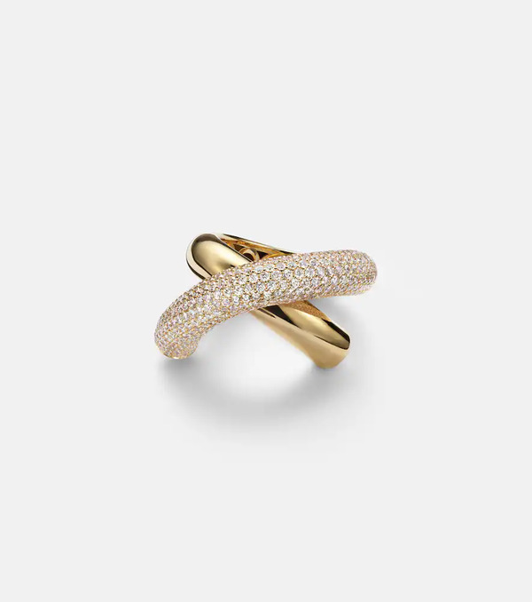  Engelbert Engelbert Cross Loop Big 18kt Gold Ring With Diamonds 