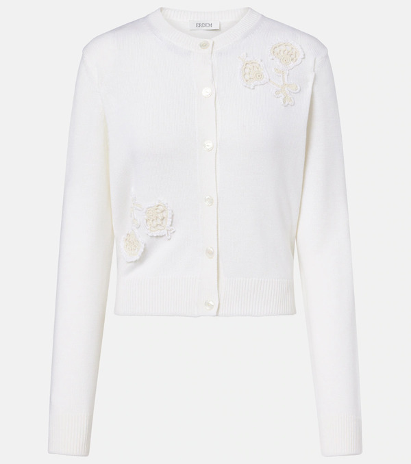  Erdem Erdem Floral-applique Wool Cardigan 