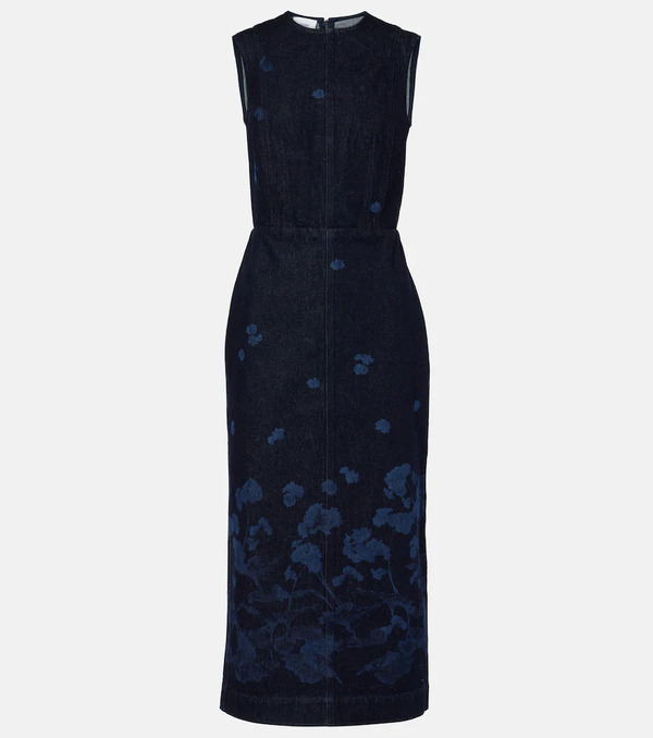  Erdem Erdem Floral Denim Midi Dress 