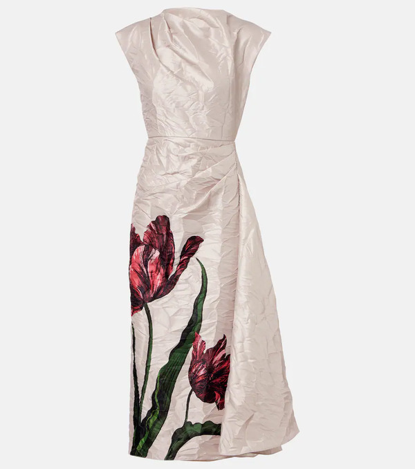  Erdem Erdem Floral Draped Satin Midi Dress 