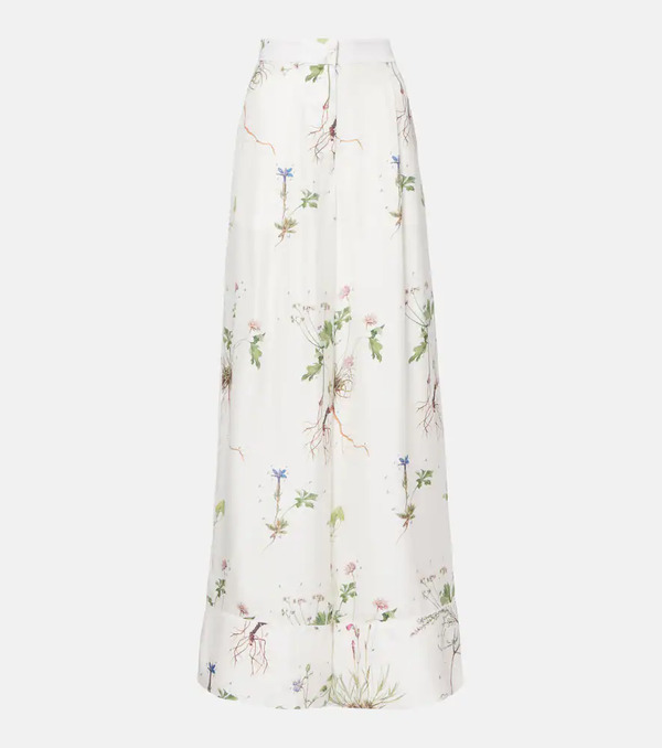  Erdem Erdem Floral Printed Silk Wide-leg Pants 