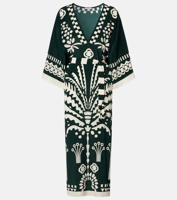  Eres Eres Belted Printed Silk Kaftan 