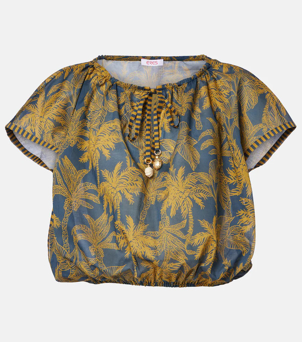  Eres Eres Crocodile Printed Cotton Voile Top 