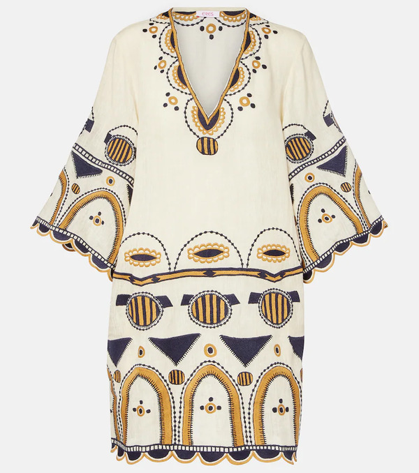  Eres Eres Medaillon Embroidered Linen Minidress 