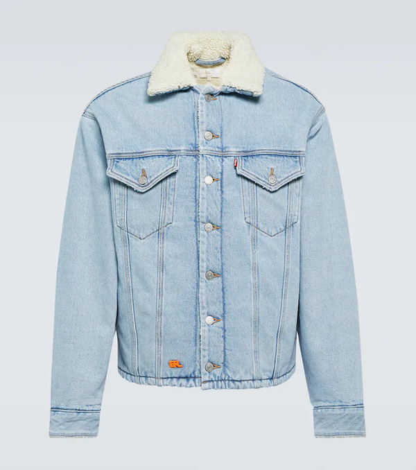  Erl Erl Faux Fur-trimmed Denim Jacket 