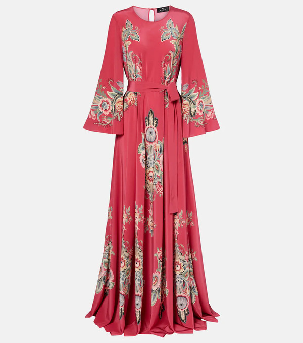  Etro Etro Belted Printed Silk Maxi Dress 