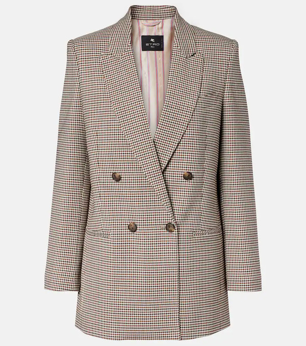  Etro Etro Checked Double-breasted Wool-blend Blazer 