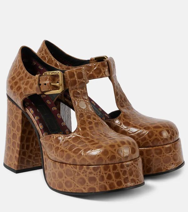  Etro Etro Croc-effect Leather Mary Jane Pumps 
