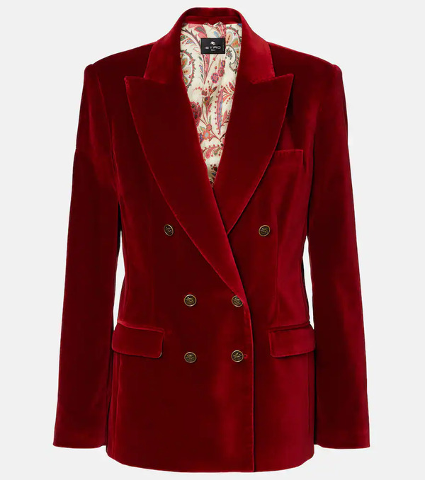  Etro Etro Double-breasted Cotton Velvet Blazer 