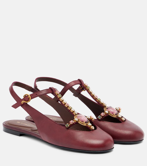  Etro Etro Embellished Leather Slingback Flats 