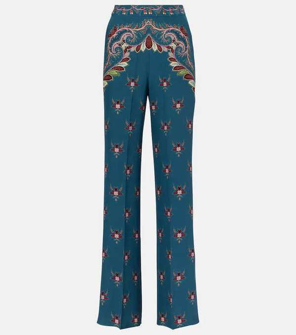 Etro Etro Floral Printed Silk Flared Pants 
