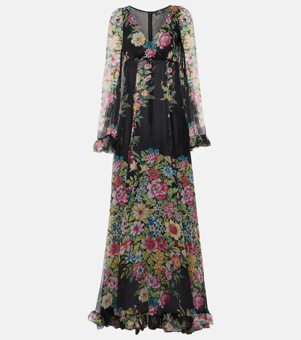  Etro Etro Floral Silk Chiffon Gown 