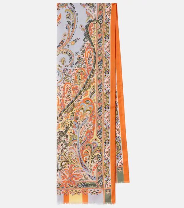 Etro Etro Floral Wool And Silk Scarf 
