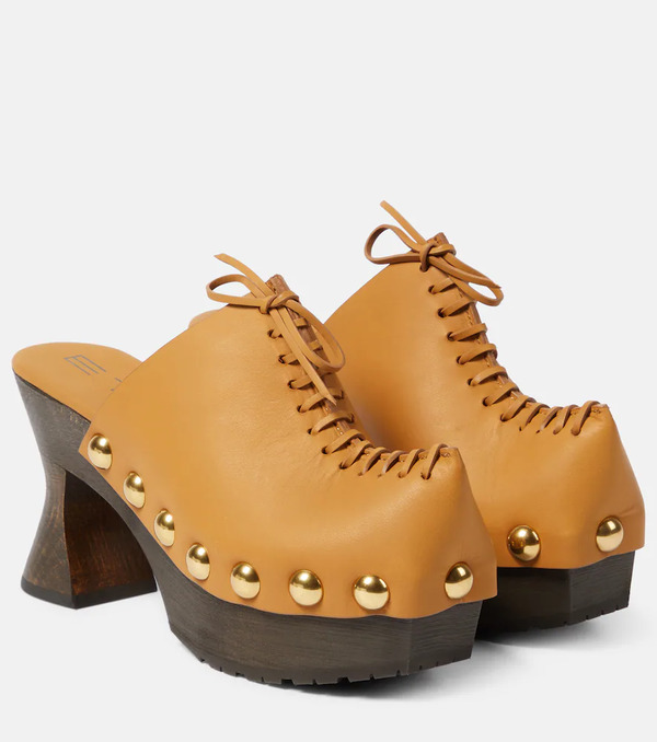  Etro Etro 50 Leather Platform Clogs 