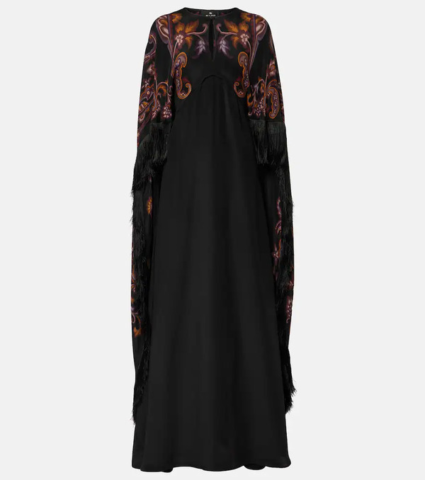  Etro Etro Paisley Caped Fringed Silk Gown 