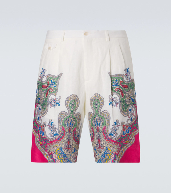  Etro Etro Paisley Linen Bermuda Shorts 