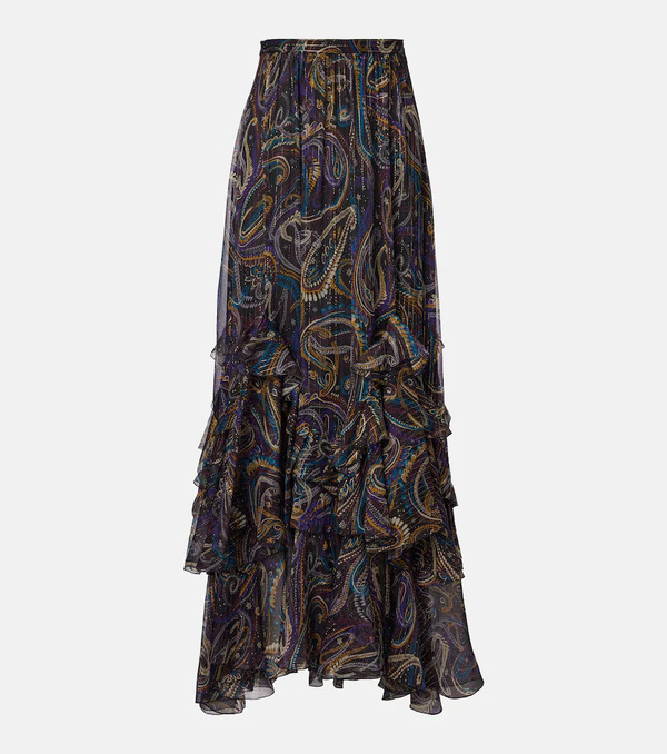  Etro Etro Paisley Plisse Silk-blend Maxi Skirt 