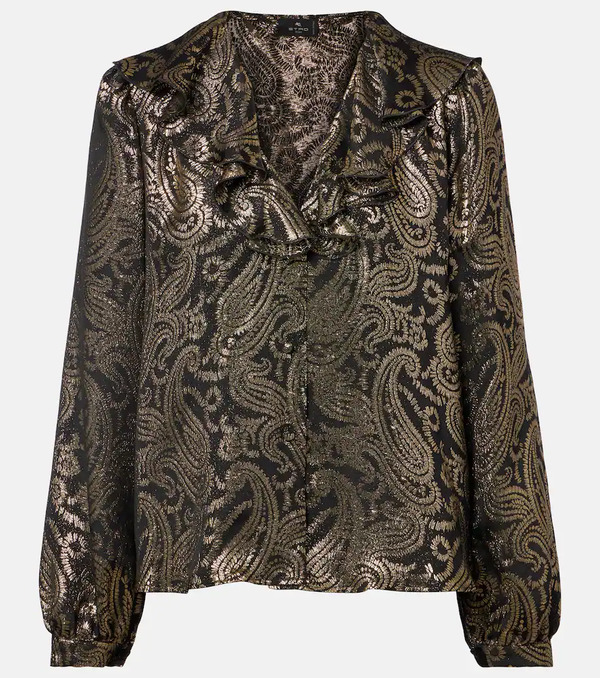  Etro Etro Paisley Ruffled Silk-blend Blouse 