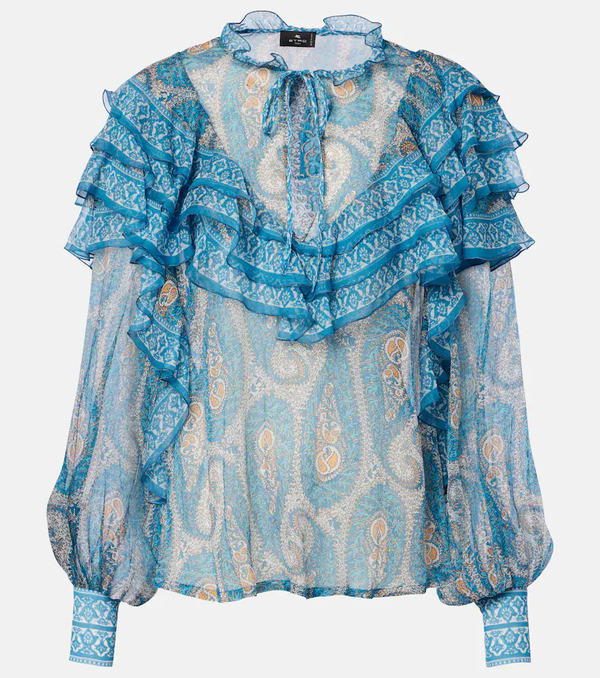  Etro Etro Paisley Ruffled Silk Blouse 