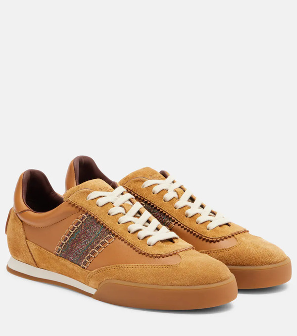  Etro Etro Pegaso Suede-trimmed Leather Sneakers 
