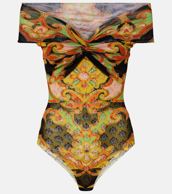  Etro Etro Printed Off-shoulder Bodysuit 