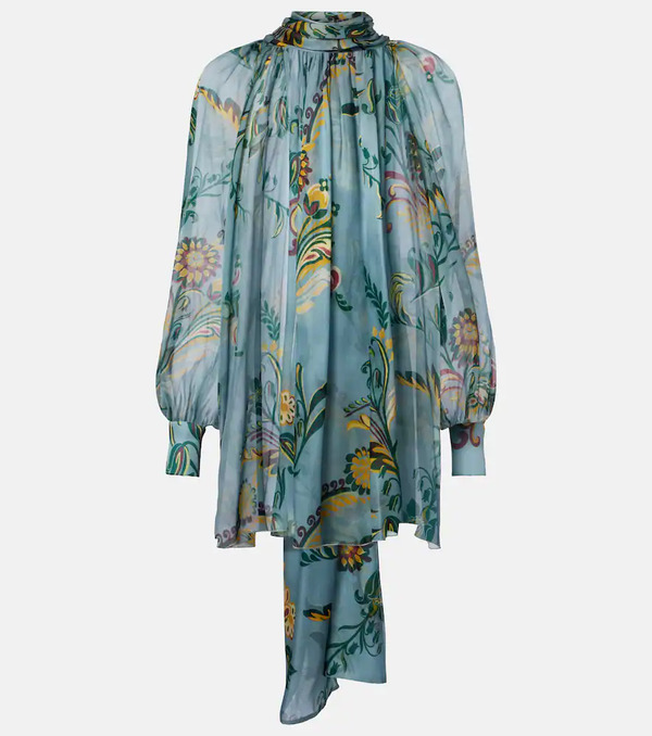  Etro Etro Printed Ruched Silk Top 