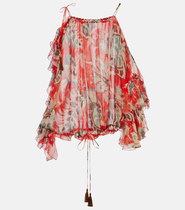  Etro Etro Printed Ruffled Silk Top 
