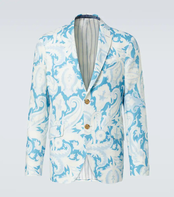  Etro Etro Printed Single-breasted Cotton Blazer 