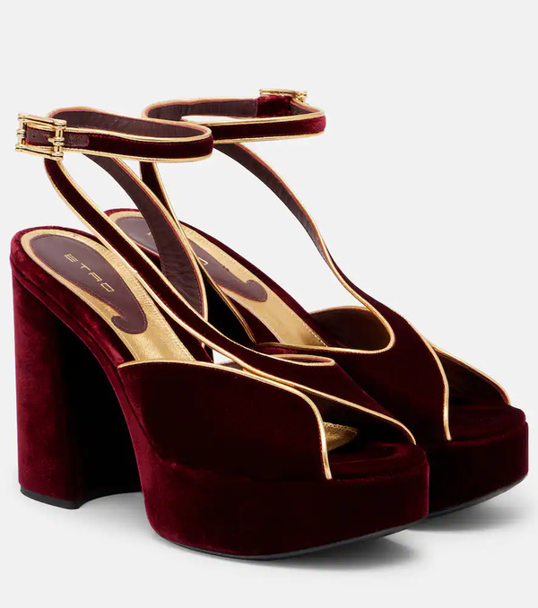  Etro Etro 120 Velvet Platform Sandals 
